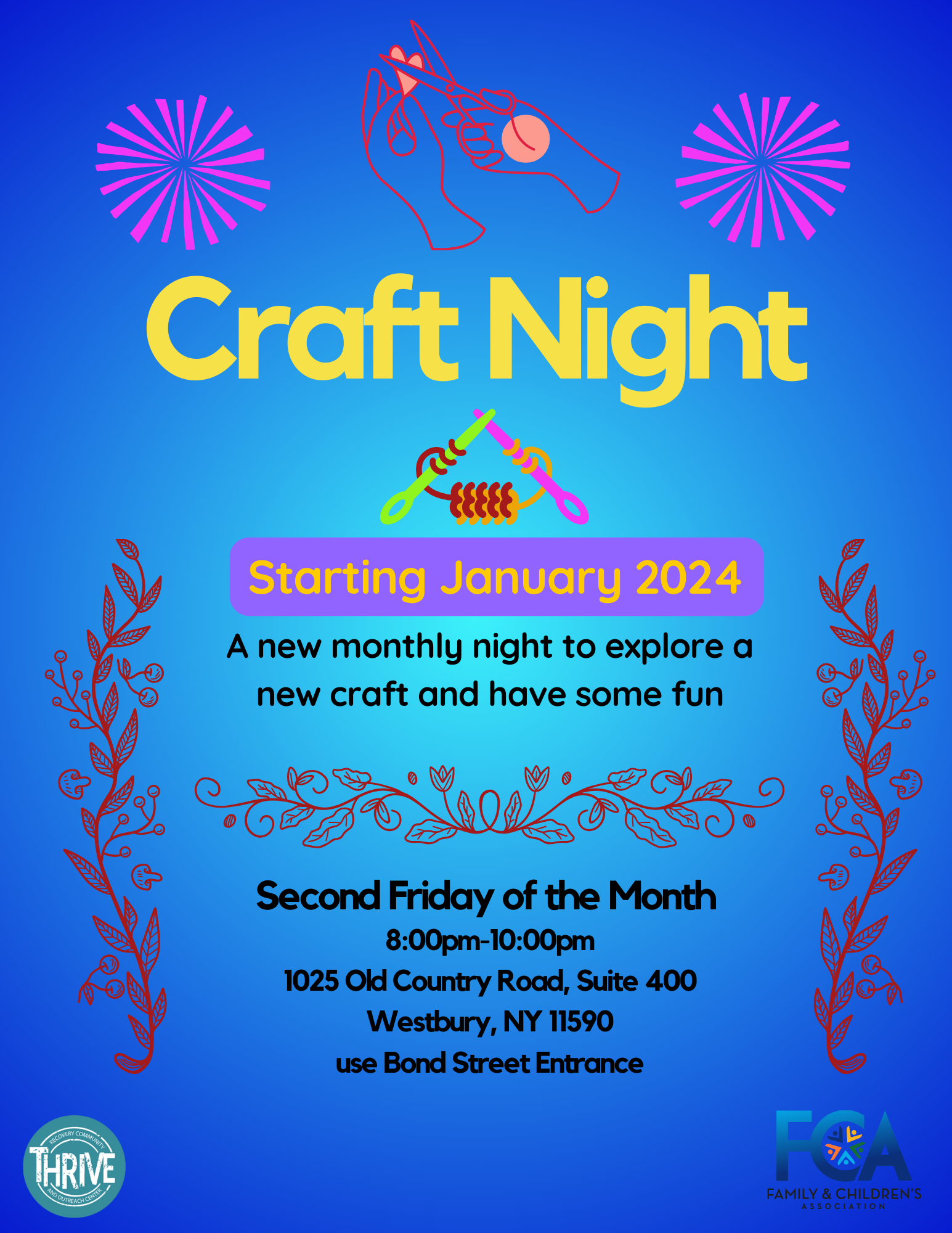 Thrive Nassau Craft Night 2d Friday Month