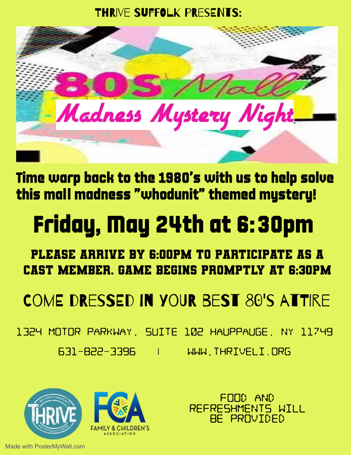 80s Mall Madness Mystery Night Flyer